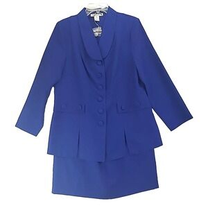 NEW Nos Vintage Roamans Womans Skirt Suit Sz 14W 2 Pc Cobalt Blue NWOT